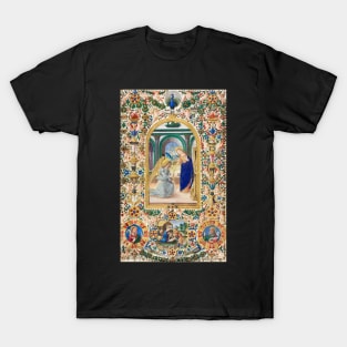 Virgin Mary Annunciation and Nativity Christmas Scene T-Shirt